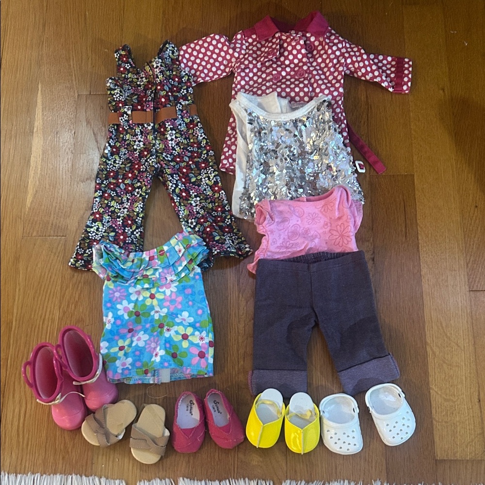 Colorful American Girl Doll Clothing and Shoe Set